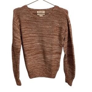 Filson Marled Knit Crewneck Sweater Brown Tan Long Sleeve Regular Size S